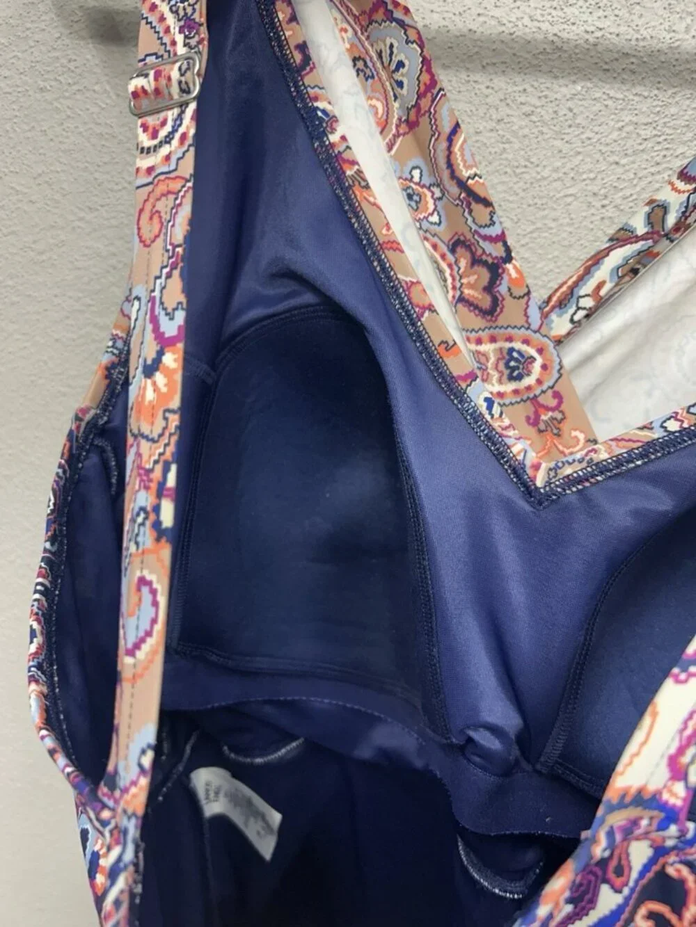 Lands' End Swim Dress Size 20W Long Tummy Control Surplice One-Piece Paisley